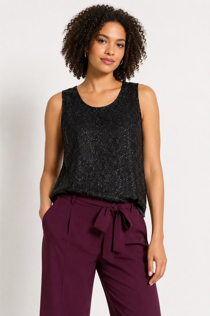 Halogen Black Metallic Floral Sleeveless Blouse |  Size S | NWT